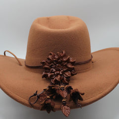 Genuine Handmade Leather Flower Hatband daisy flower Genuine Leather Pendant Accessories