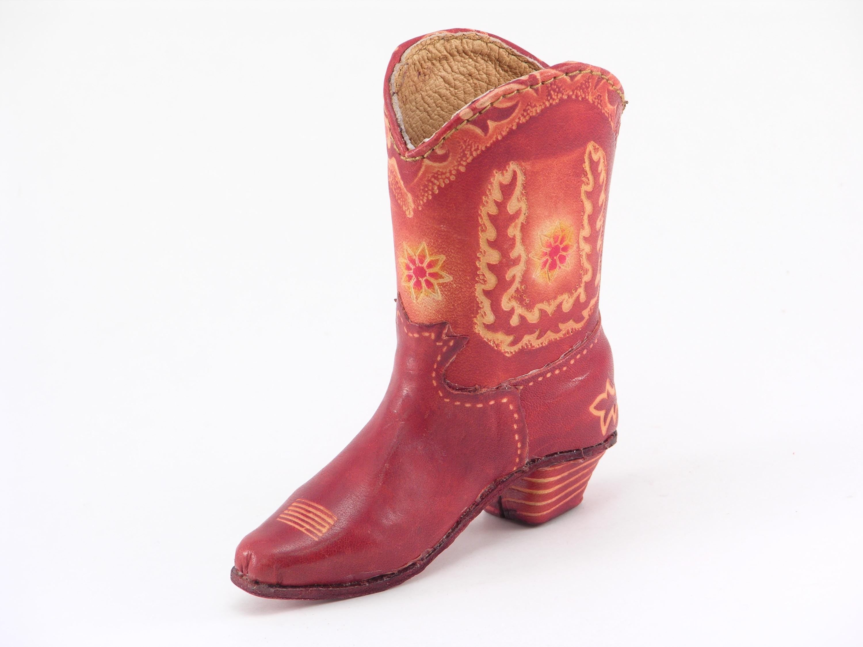 Genuine Handmade Leather Cowboy Boot / flower/ Western Decoration/Home decor/Rodeo gift/Ornament