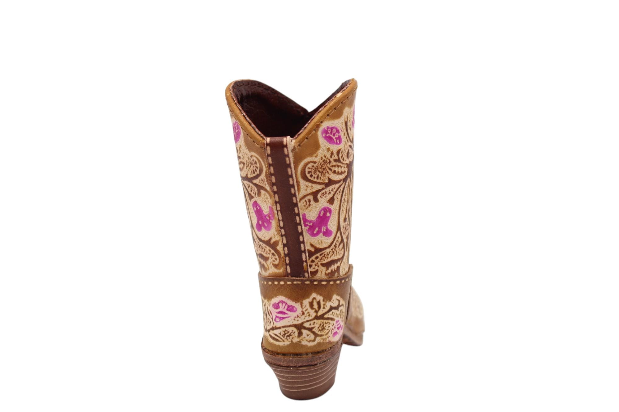 Genuine Handmade Leather Cowboy Boot / Flower/Western  Design/Decoration/Home decor/Rodeo gift/Ornament