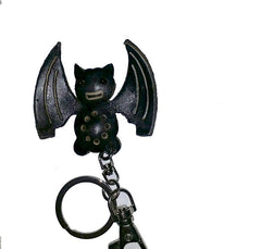 Genuine Handmade Leather bat Keychain/ Holiday Gift /Small Pendant Cartoon Keychain/ Animal Key Ring/ Key Ornament  bag charm Halloween gift