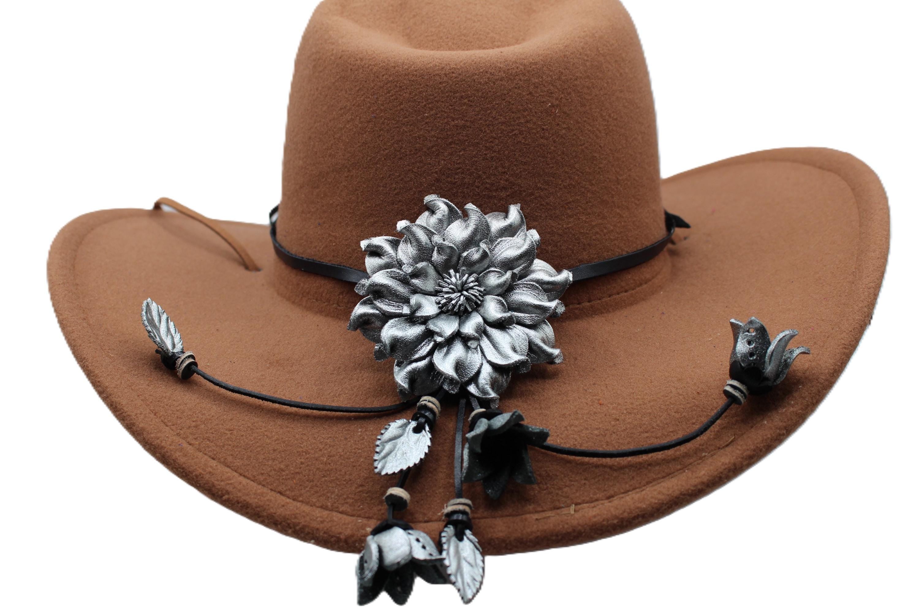 Genuine Handmade Leather Flower Hatband daisy flower Genuine Leather Pendant Accessories