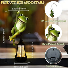 Solar Resin Animal Hanging Lantern, Waterproof Frog & Turtle Outdoor Hanging Light, Zero Electricity Cost Garden Decor Light for Patio Tree Yard