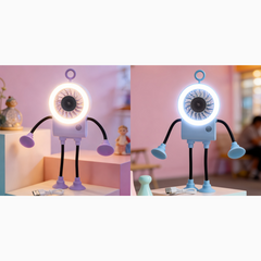 Flexible Robot Desk Fan with LED Light