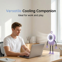 Flexible Robot Desk Fan with LED Light