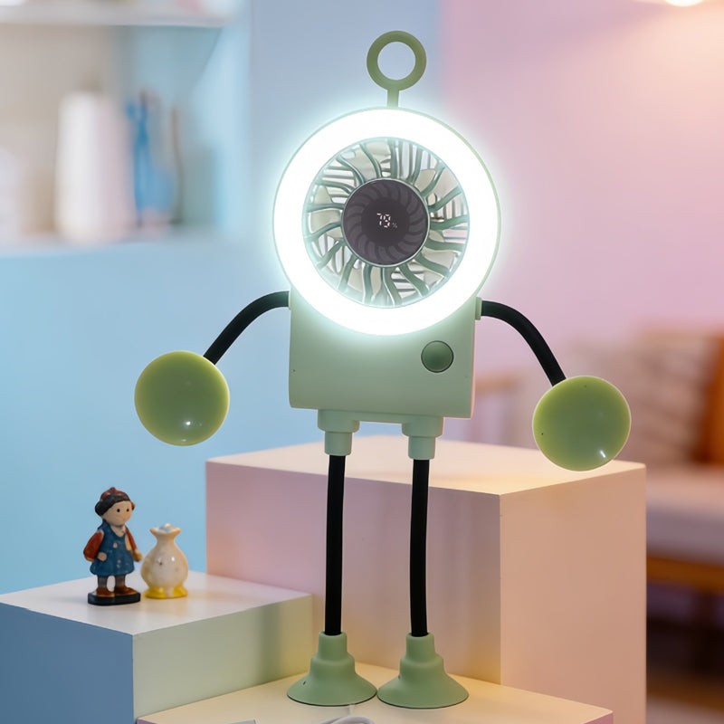 Flexible Robot Desk Fan with LED Light