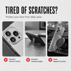 Magnetic Phone Case with Flip Lens Cover and Invisible Kickstand